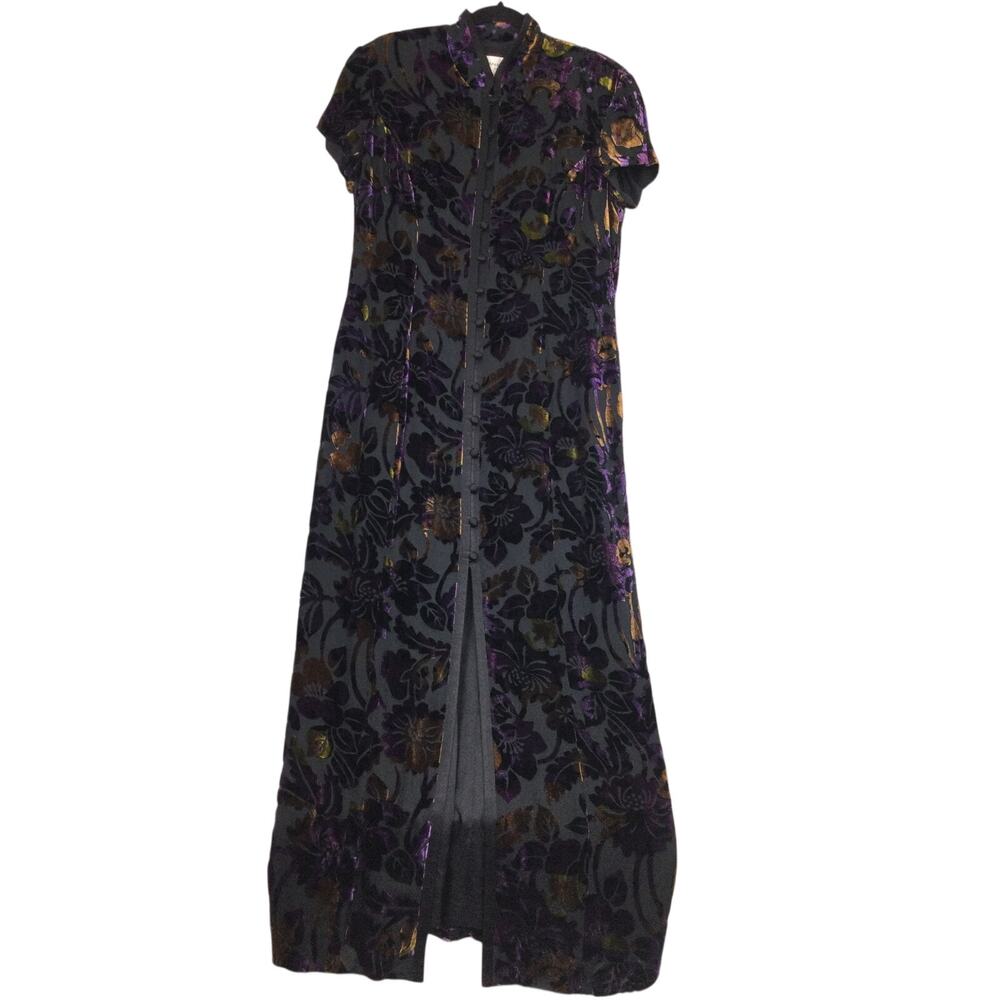 Evan Piccone Burnout Velvet Phoebe Buffay Whimisgoth Floral Front Maxi Dress 12